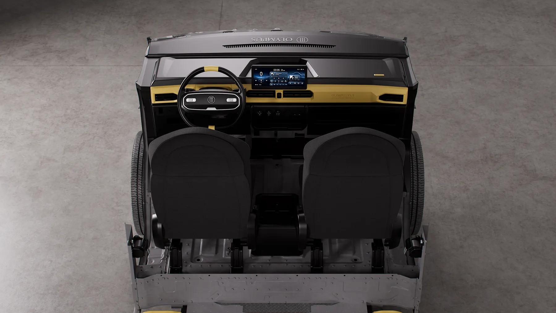 Olympus V3.0 cockpit with steering wheel and central display