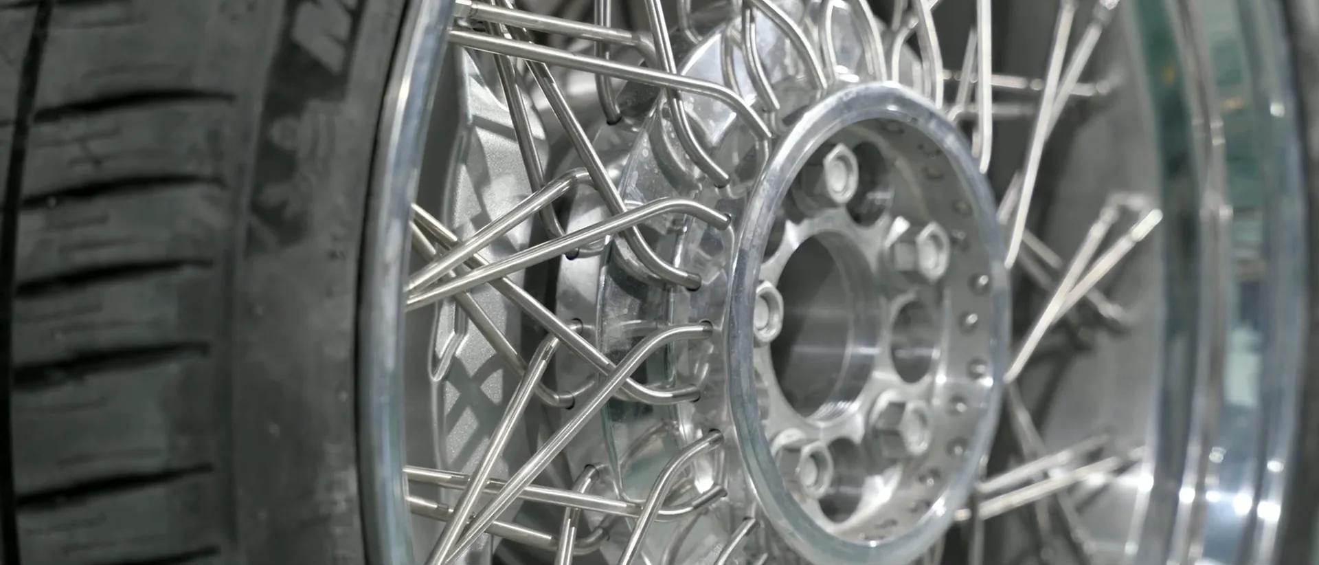 Wire wheel detail on the Olympian Model O1